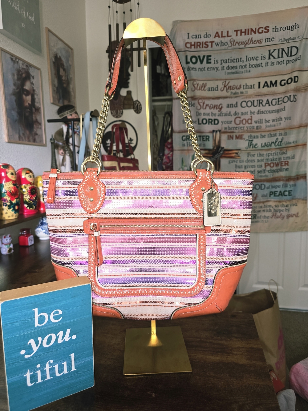 Coach Poppy Sequin Small Tote #23843